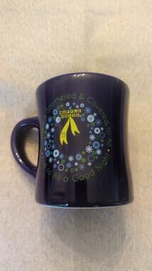 Waffle House 2017 Winter Wreath Blue Mug, Scattered Smothered & Covered